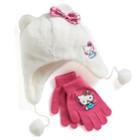 Girls 4-16 Hello Kitty&reg; Faux-fur Plush 3d Hat & Gloves Set, White