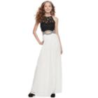 Juniors' Speechless Lace Cutout Waist Halter Maxi Prom Dress, Teens, Size: 7, Grey (charcoal)
