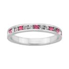 Sterling Silver Pink And White Crystal Eternity Ring, Women's, Size: 7