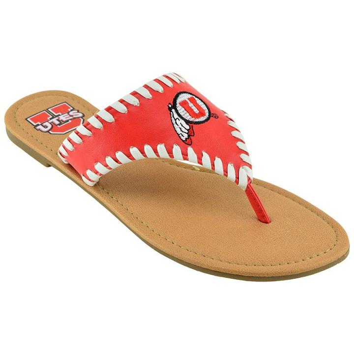 Women's Utah Utes Stitched Flip-flops, Size: 6, Red