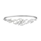 Sterling Silver Lab-created Opal & Lab-created White Sapphire Filigree Bangle Bracelet, Women's
