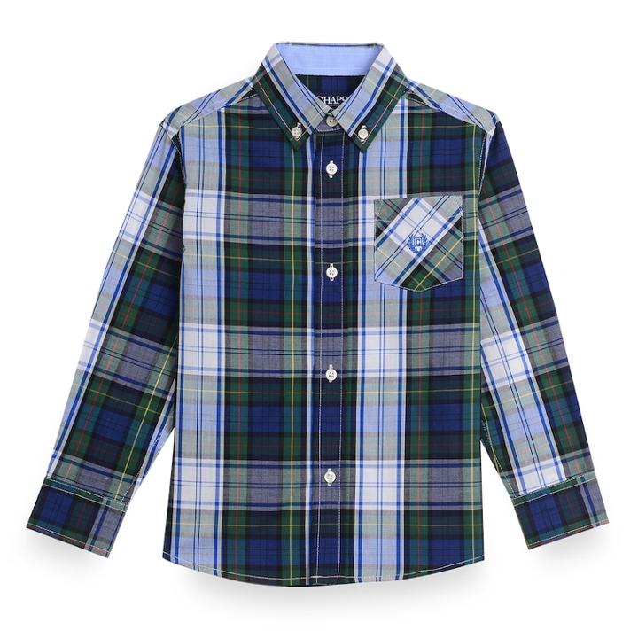 Boys 8-20 Chaps Plaid Button-down Shirt, Size: 4-5, Dark Green