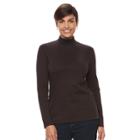 Women's Croft & Barrow&reg; Long Sleeve Mockneck Top, Size: Xs, Dark Brown