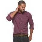 Men's Sonoma Goods For Life&trade; Modern-fit Checked Stretch Poplin Button-down Shirt, Size: Xl, Red