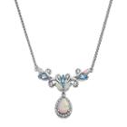 Sterling Silver Gemstone Flower Necklace, Women's, White