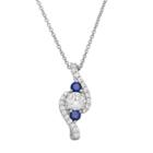 Diamonluxe Sterling Silver 1 1/3 Carat T.w. Simulated Diamond & Lab-created Sapphire Pendant, Women's, Size: 18, White