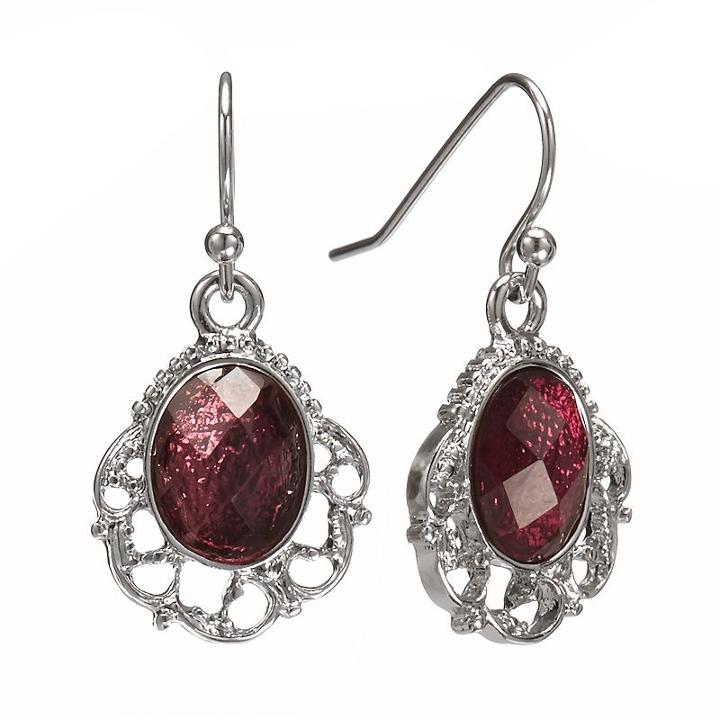 1928 Filigree Drop Earrings, Teens, Purple