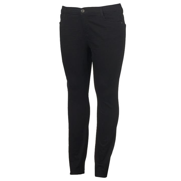 Juniors' Plus Size Mudd&reg; Flx Stretch Whiskered Skinny Jeans, Girl's, Size: 24 W, Black