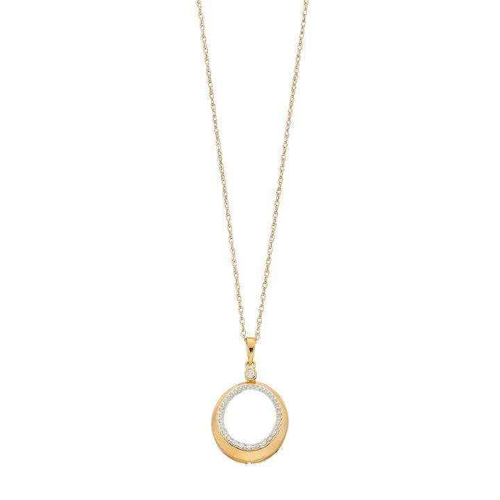 14k Gold Over Silver 1/5 Carat T.w. Diamond Circle Pendant, Women's, Size: 18, White