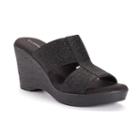 Croft & Barrow&reg; Women's Glittery Wedge Sandals, Size: 8.5, Black