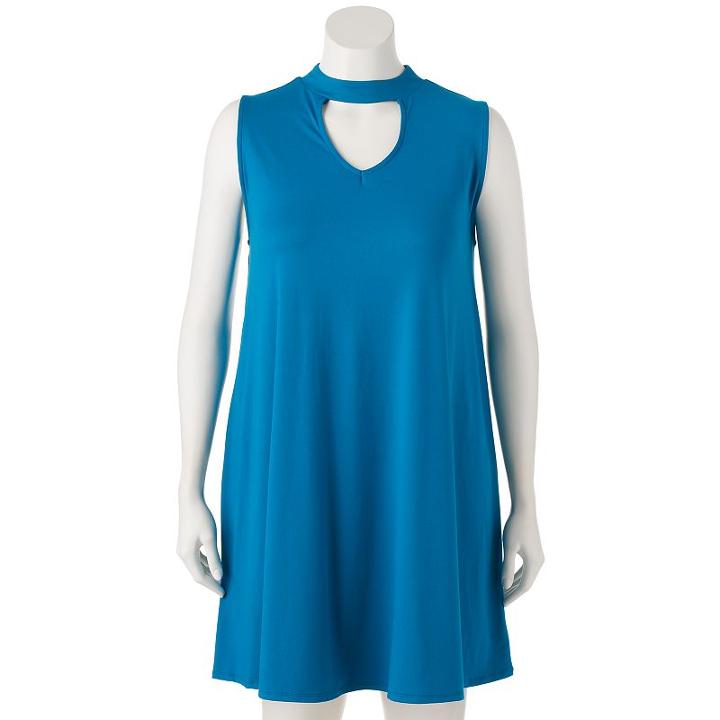 Juniors' Plus Size Mudd&reg; Choker Neck Swing Dress, Teens, Size: 1xl, Blue (navy)
