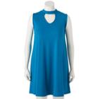 Juniors' Plus Size Mudd&reg; Choker Neck Swing Dress, Teens, Size: 1xl, Blue (navy)