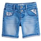 Girls 4-12 Sonoma Goods For Life&trade; Double-button Stretchy Denim Bermuda Shorts, Size: 10, Blue (navy)