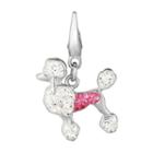 Sterling Silver Crystal Poodle Charm, Women's, Pink