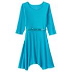 Girls 7-16 & Plus Size So&reg; Solid Textured Handkerchief Dress, Girl's, Size: L/12, Turquoise/blue (turq/aqua)
