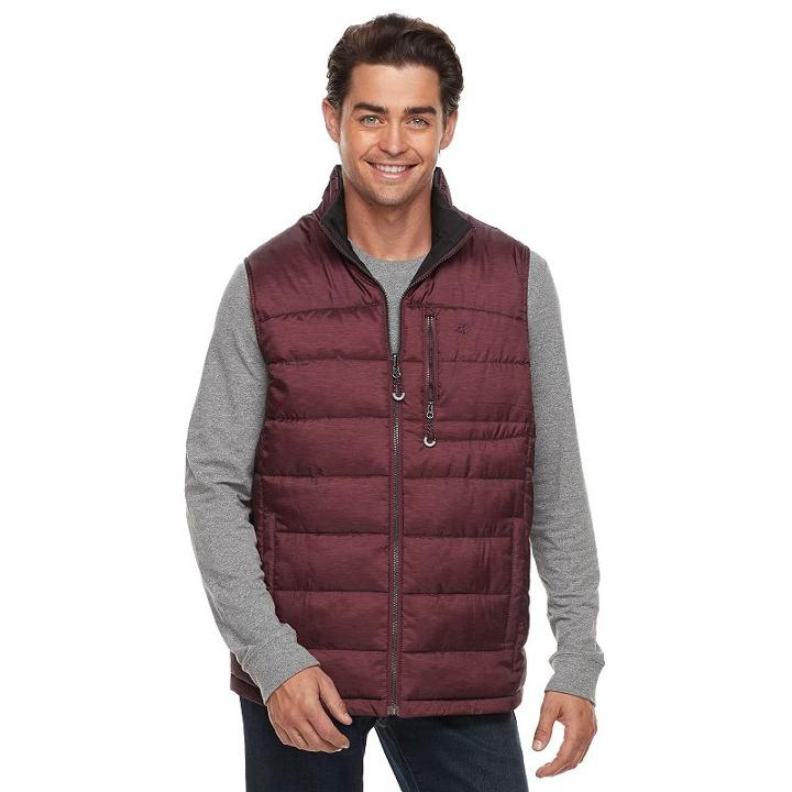 Men's Izod Reversible Vest, Size: Xxl, Melange Burgundy