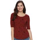 Women's Apt. 9&reg; Essential Elbow-sleeve Tee, Size: Small, Dark Red