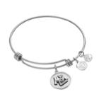 Love This Life Love You Mom Silver Plated Crystal Bangle Bracelet, Women's