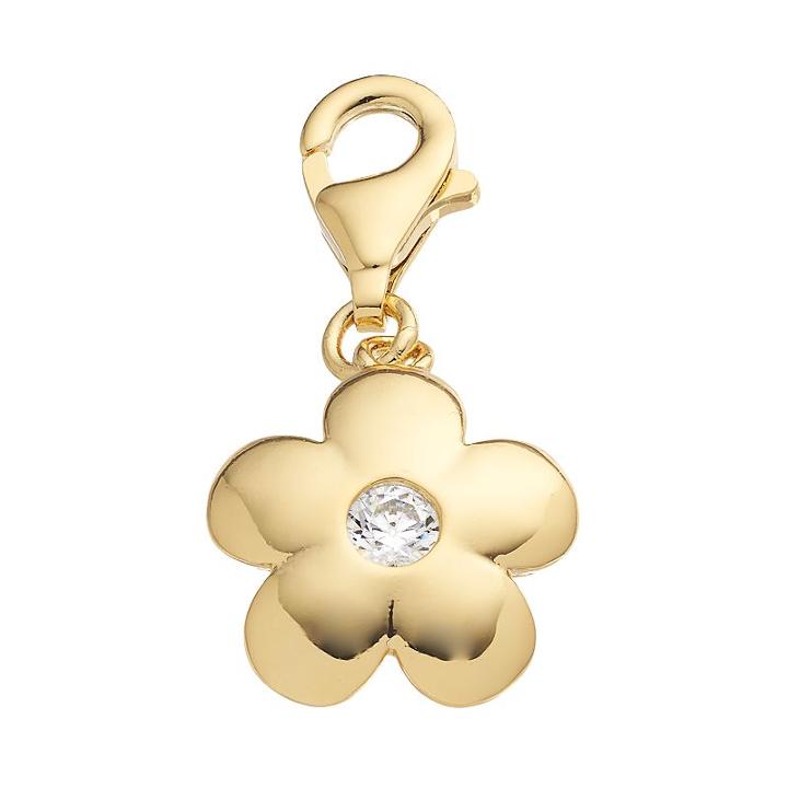 Tfs Jewelry 14k Gold Over Cubic Zirconia Flower Charm, Women's, White