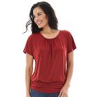 Ab Studio, Women's Lace-up Back Scoopneck Top, Size: Xlrg Av/rg, Red