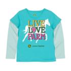 Girls 4-6x John Deere Live Love Farm Mock-layer Tee, Size: 6x, Green Oth