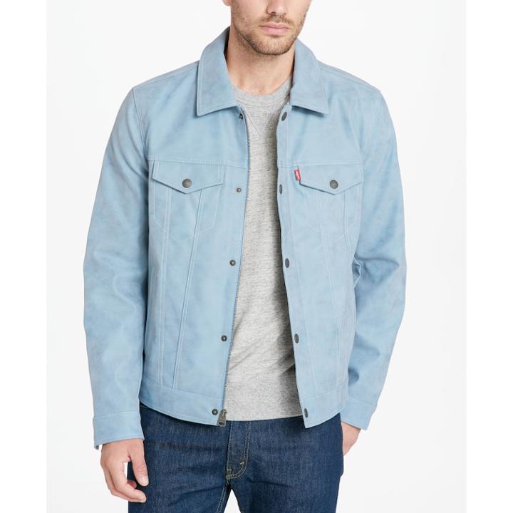 Men's Levi's Faux-leather Trucker Jacket, Size: Large, Light Blue