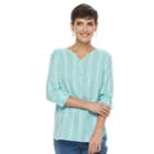 Women's Croft & Barrow&reg; Print Henley Top, Size: Small, Med Blue