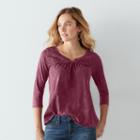Women's Sonoma Goods For Life&trade; Embroidered Splitneck Top, Size: Large, Dark Red
