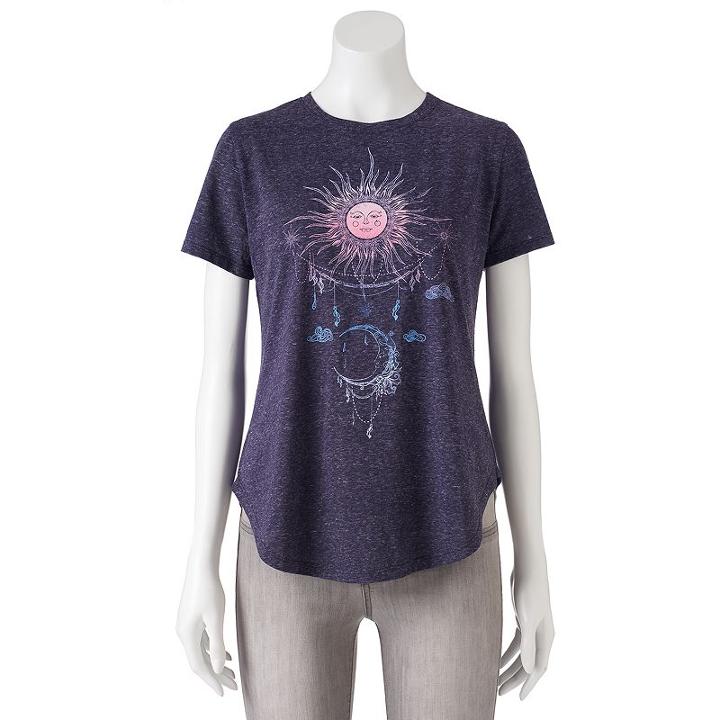 Juniors' Sun & Moon Shirttail Graphic Tee, Girl's, Size: Large, Blue Other