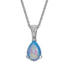 Sophie Miller Lab-created Blue Opal And Cubic Zirconia Teardrop Pendant Necklace, Women's, Size: 18