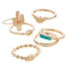 Mudd&reg; Cactus, Bird & Knot Ring Set, Women's, Size: 7, Gold