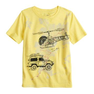 Boys 4-7x Sonoma Goods For Life&trade; Embroidered Helicopter & Jeep Car Graphic Tee, Size: 7, Med Yellow