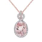 Stella Grace Morganite And 1/6 Carat T.w. Diamond 10k Rose Gold Pendant Necklace, Women's, Size: 17, Pink