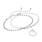 Mudd&reg; Simulated Crystal Anklet & Twisted Toe Ring Set, Women's, Silver