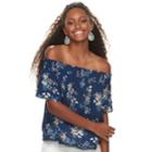 Juniors' Rewind Woven Off-the-shoulder Top, Teens, Size: Xl, Blue