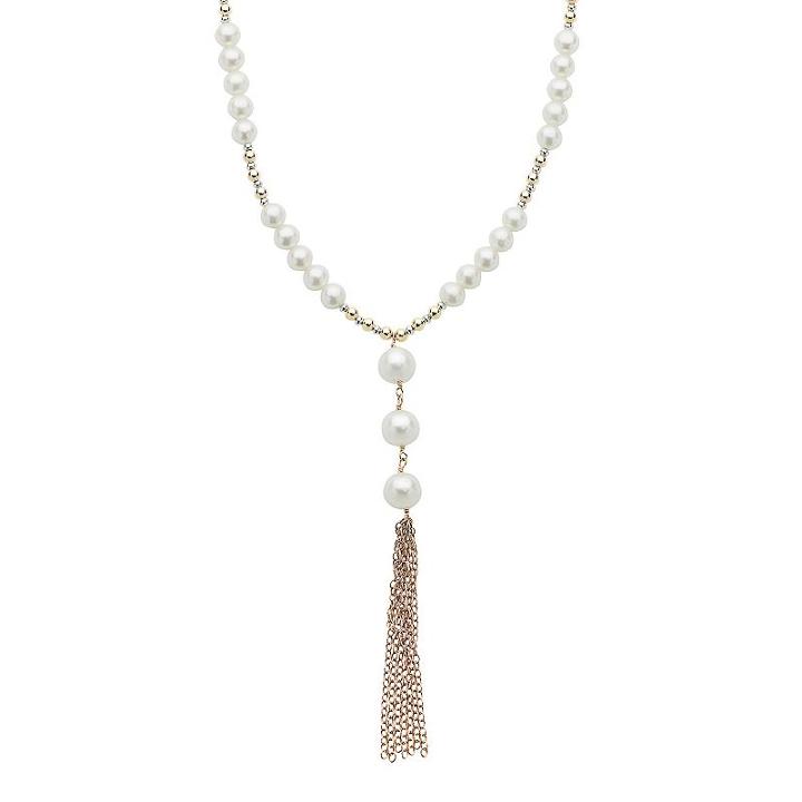 Pearlustre By Imperial 14k Rose Gold Filled Freshwater Cultured Pearl Tassel Y Necklace, Women's, Size: 18, White