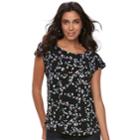 Women's Elle&trade; Printed Crepe Top, Size: Small, Black