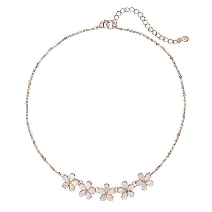 Lc Lauren Conrad Mother-of-pearl Flower Necklace, Women's, White Oth