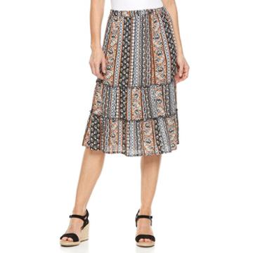 Women's Studio 253 Tiered Midi Skirt, Size: Large, Brown Oth