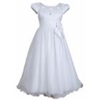 Girls 7-16 Bonnie Jean Silver Cross Beaded Satin Dress, Girl's, Size: 8, White