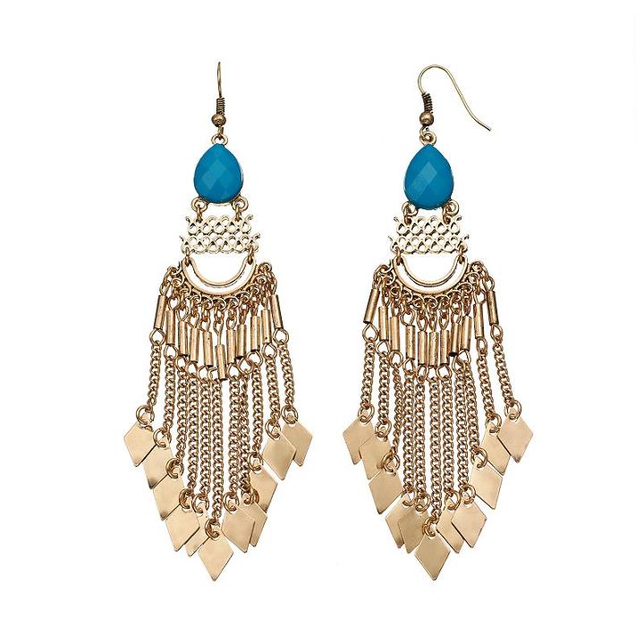 Gs By Gemma Simone Sun Salutation Collection Fringe Drop Earrings, Teens, Blue