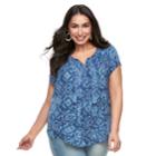 Plus Size Sonoma Goods For Life&trade; Pintuck Tee, Women's, Size: 3xl, Dark Blue
