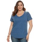 Plus Size Sonoma Goods For Life&trade; Essential V-neck Tee, Women's, Size: 0x, Blue