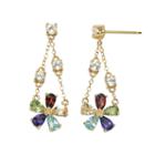 18k Gold-over-silver Gemstone Floral Chandelier Earrings, Women's, Multicolor