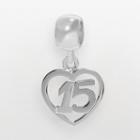 Individuality Beads Sterling Silver 15 Heart Charm, Women's, Grey