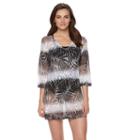 Women's Apt. 9 3/4 Sleeve Lace-up Ombre Burnout Cover-up, Size: Medium, Ovrfl Oth