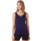 Plus Size Cuddl Duds Softech Venice Lace-trim Tank, Women's, Size: 1xl, Blue