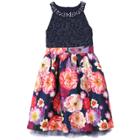 Girls 7-16 & Plus Size Speechless Glitter & Floral Dress, Size: 18 1/2, Black Fuchsia Floral