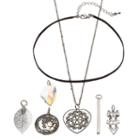 Mudd&reg; Heart, Coin & Leaf Interchangeable Charm Necklace Set, Women's, Blue