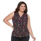 Plus Size Dana Buchman Pleated V-neck Tank, Women's, Size: 2xl, Brt Orange